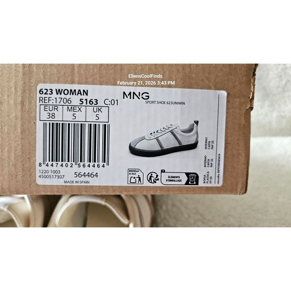 Mango (MNG) Contrast Panel Sneakers Tan Women's 7.5 | Clean Girl | Quiet Luxury - Picture 8 of 8
